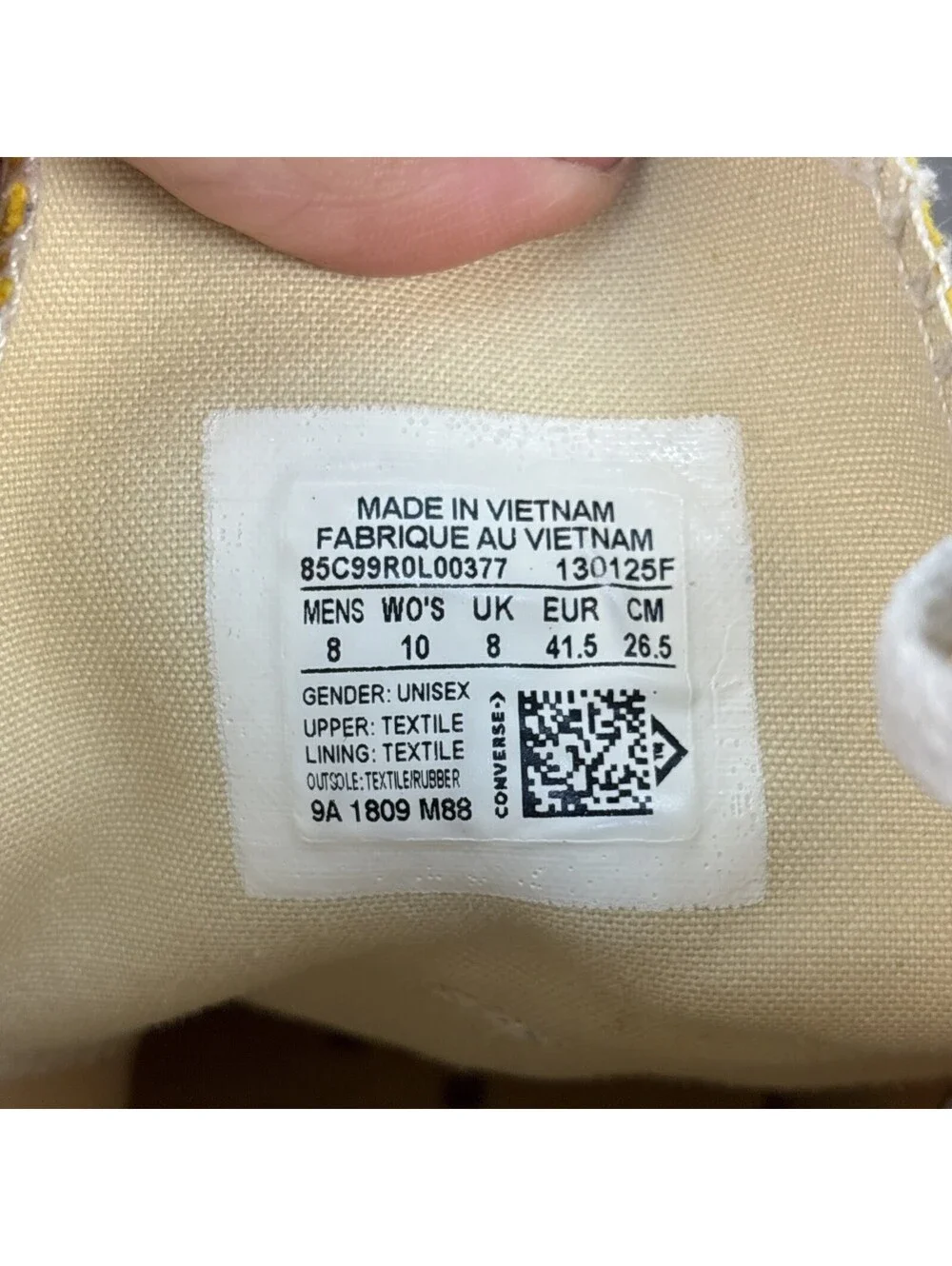 Converse Chuck Taylor Yellow High Tops M8 W10